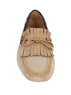 Tod's Beige Suede Fringe Moccasin Loafers